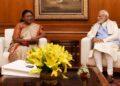 President Droupadi Murmu, Former Jharkhand Governor Draupadi Murmu with Prime Minister Narendra Modi