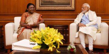 President Droupadi Murmu, Former Jharkhand Governor Draupadi Murmu with Prime Minister Narendra Modi