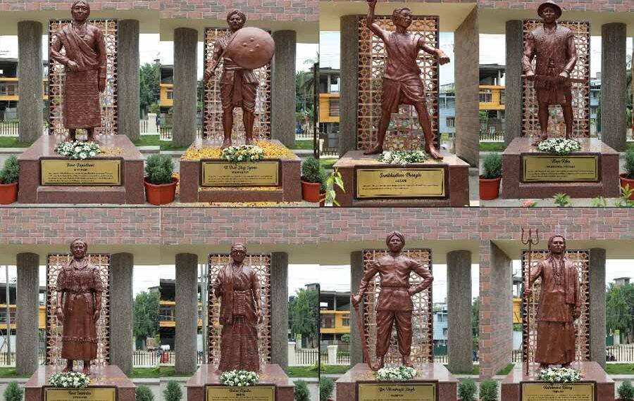 The Indian Tribal News | Statues of tribal freedom fighters from eight Northeastern States in Amrit Udyan in Guwahati