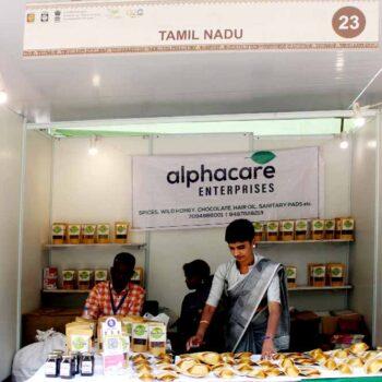 Tribal artisans at Aadi Mahotsav at Major Dhyan Chand National Stadium