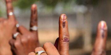 Voters Showing Their Inked Fingers After Casting Their Ballot
