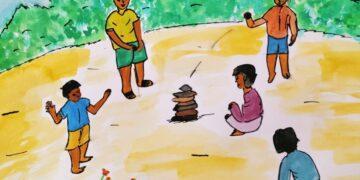 Traditional Tribal Game Saat Goti (Illustration: Rupsita)