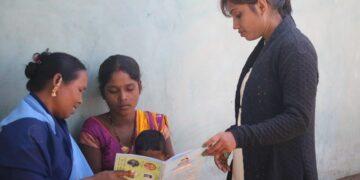 Unicef's Cluster Coordinator Sipra (in black jacket) Counseling Women