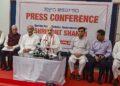Union Home Minister Amit Shah with Manipur Chief Minister N. Biren and others addresses a press conference, in Imphal, Manipur, Thursday, June 1, 2023