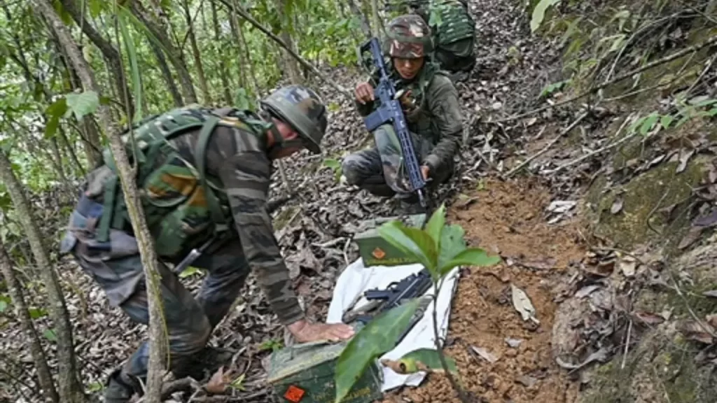 Security Personnel Carrying Out Combing Operations In Manipur