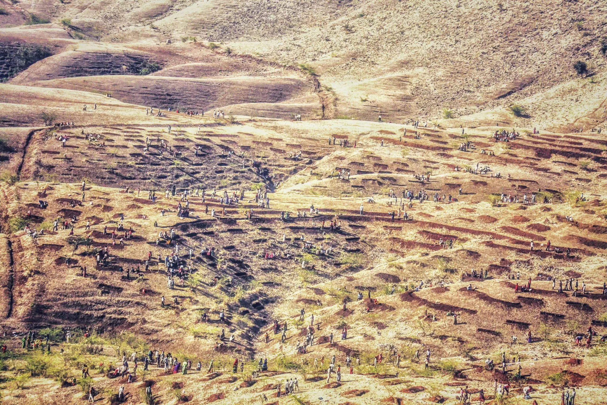 The tribal tradition of Halma - Thousands of Bhils gather to make contour trenches for water conservation