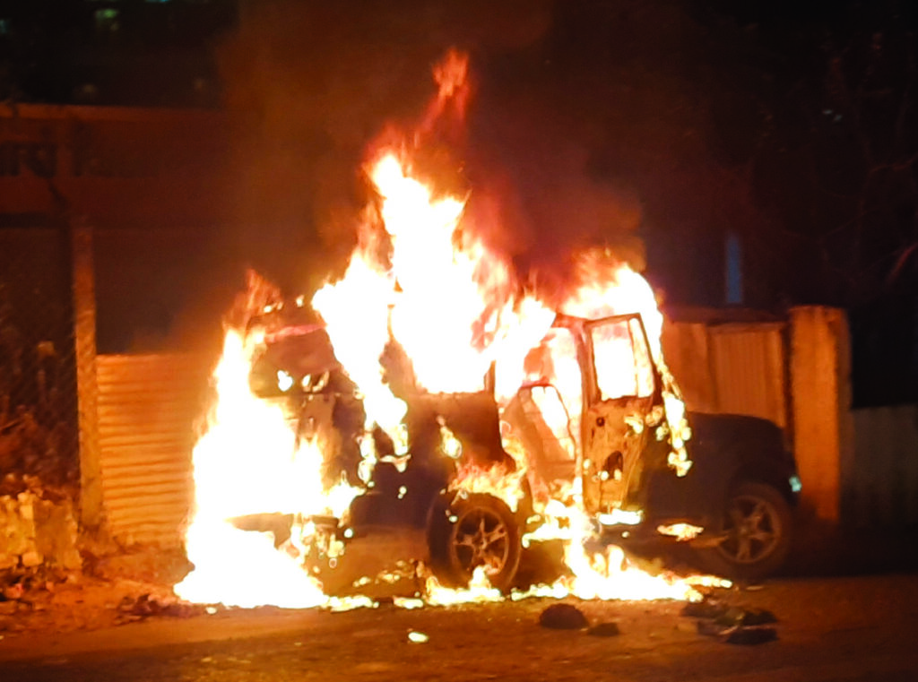 Police Vehicle Set Ablaze I The Indian Tribal