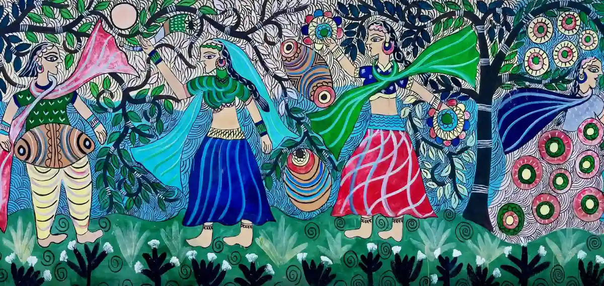 Tribal dance drawing l jharkhand tribal dance art l Tribal women painting.  - YouTube