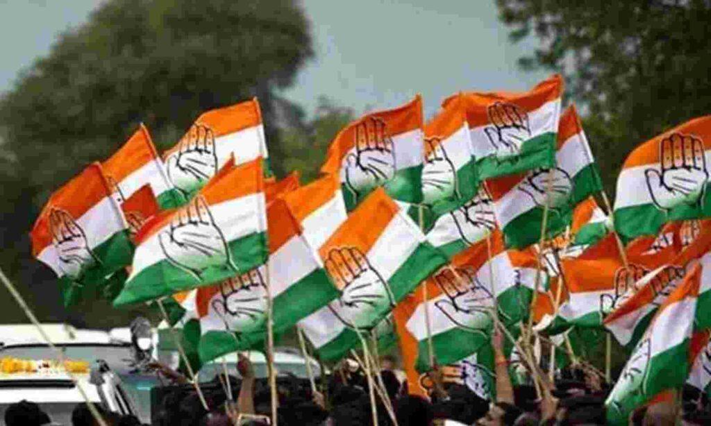 Congress flags fluttering in a rally