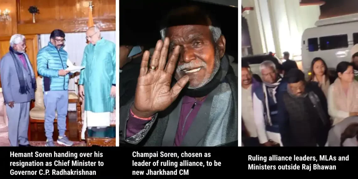 Hemant Soren handing over his resignation as Chief Minister