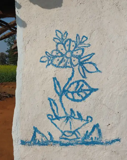coloured mural at an Adivasi house | The Indian Tribal